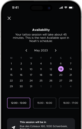 InkShare mobile booking calendar