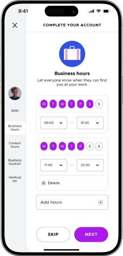 InkShare mobile skills-availability with artist